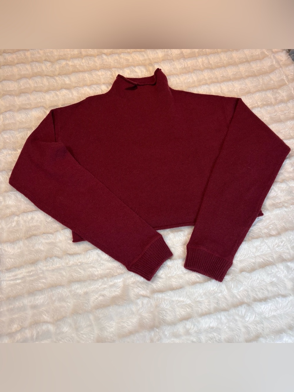 Reformation 100 cashmere Deep Burgundy Turtleneck Crop Sweater XS